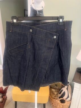 Dark Indigo Denim A-Line Wrap Skirt